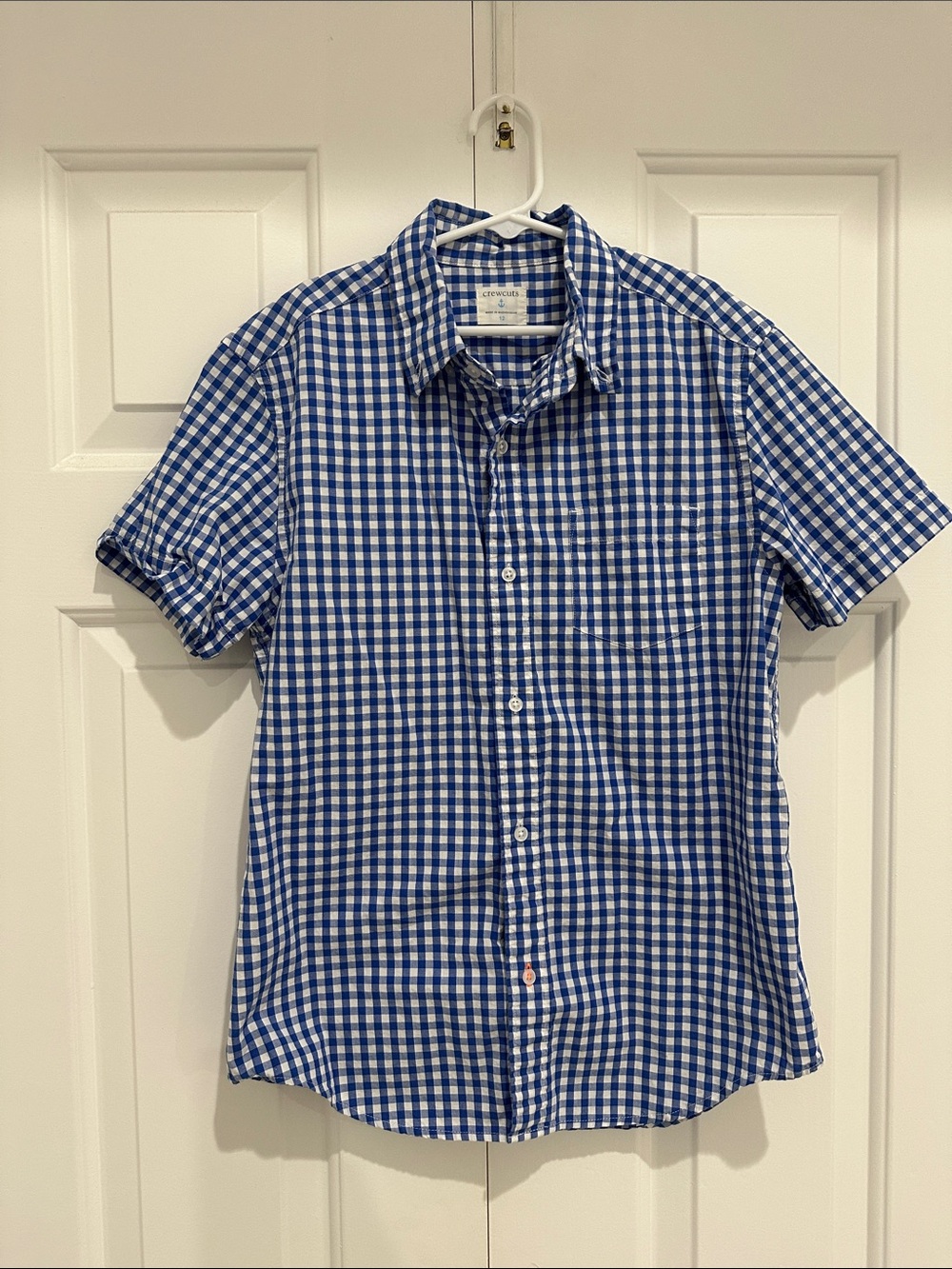 Crewcuts Blue & White Gingham Short-Sleeve Button-Down Shirt